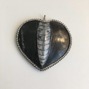 Heart-Shaped Genuine Fossil Pendant